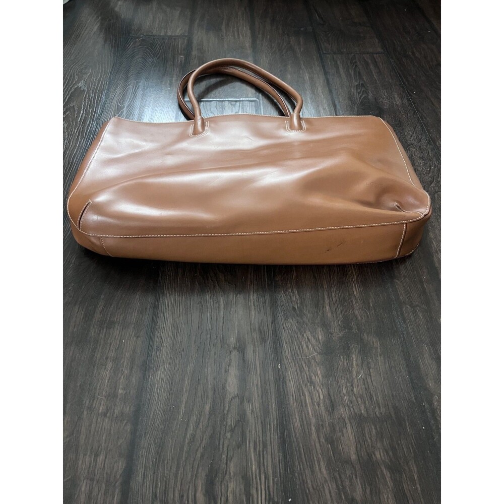 Lodis Audrey Milano Camel Leather Tote Bag Shoulder Laptop Travel Purse - Picture 6 of 11